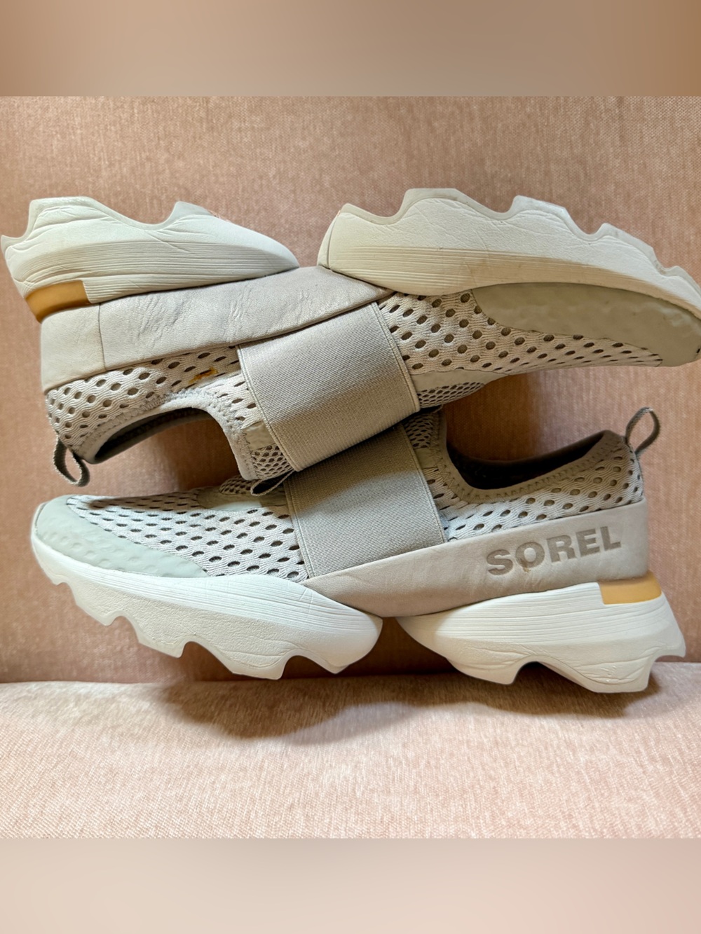 Sorel Women's Kinetic Impact Sneaker — Gray and White with Tan Accent